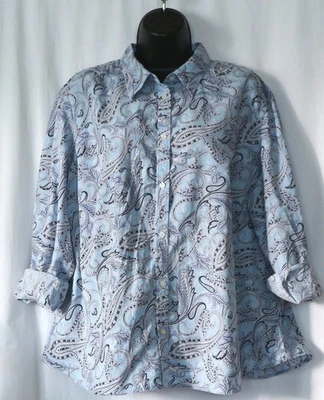 CHAPS CLASSICS Azul Estampado Paisley Algodón Blse 52 en Chst 26.5 in Lng Talla 2X En muy buena condición Foto 1 de 4