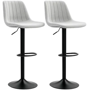 HOMCOM Bar Stools Set of 2 Adjustable Swivel Bar Chairs with Backrest Grey - Picture 1 of 11