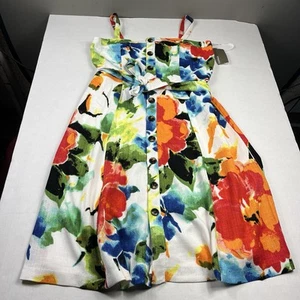 Donna Ricco Tie Front Sleeveless Dress Floral Button Front Summery Size 12 NEW - Picture 1 of 10