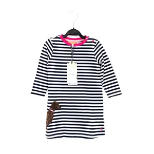 Joules Navy White Striped A-Line Artwork Long Sleeve Rosalee Dress - Size 2Y NEW - Picture 1 of 14