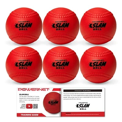 PowerNet Slam Ball 6-PK | Textured Surface Raised Seams | Weighted Baseball Slug - Image 1 of 2