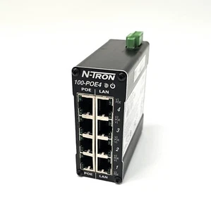 N-TRON ~ 100-POE4 Power Over Ethernet 4/4 Port Switch 48VDC Powered ~ USED - Picture 1 of 3