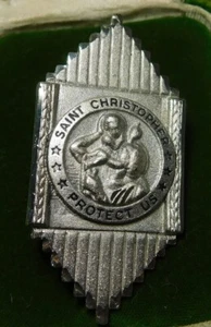 New Visor Clip St Christopher w Child Protect US Silver Tone Car Medal PD - Picture 1 of 3
