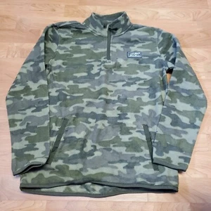 Eddie Bauer Youth Size Large 14/16 1/4 Zip Fleece Sweater, Green Camo - Picture 1 of 4