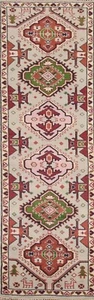 Geometric Heriz Serapi Narrow Runner Rug 2' 6" x 9' 9" Hand-knotted Wool Carpet - Picture 1 of 12