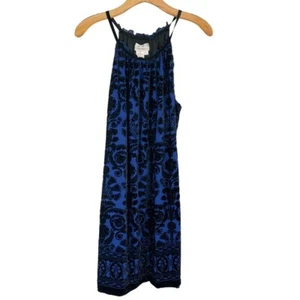 Max Studio Women's royal Blue Velvet flocked Dress Size large sleeveless - Picture 1 of 9