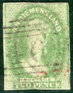 Australia States TASMANIA VDL CHALON QV SG.30 2d Dull Emerald Cat £140 BLBLUE40 - Picture 1 of 6