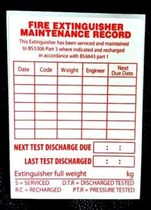 20 x Small white Fire extinguisher maintenance labels 75 x 100mm Vinyl sticker - Picture 1 of 1