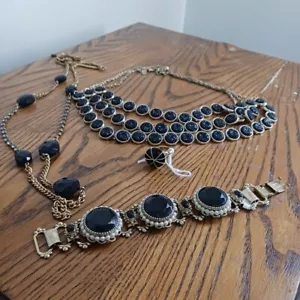 Jewelry Lot Black & Gold Necklaces Bracelet ring - Picture 1 of 10