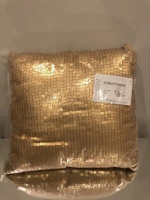 Macy's Charter Club Sequin and Beaded Throw Pillow 13" x13" Gold Beige - Image 1 of 4