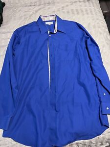 Paul Fredrick 17-37 Button Up Dress Shirt Blue Men's 