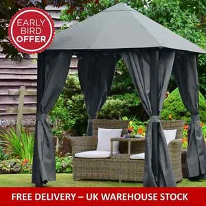 GAZEBO PROVENCE 2.5 X 2.5 MTR HEAVY DUTY GREY WITH WATERPROOF FABRIC CANOPY - Picture 1 of 10