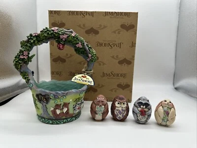 Jim Shore Heartwood Creek Woodland Basket Signs Of Springtime Rare Easter - Image 1 of 4