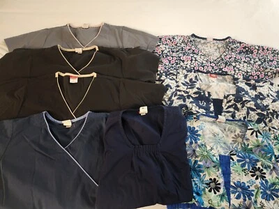 7 Dickies Nurse Scrub Tops, Medium, Womens, Blue, Gray, Black - Image 1 of 4