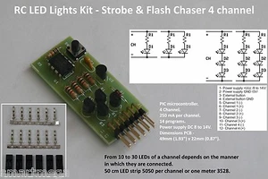 RC LED Lights Kit - Strobe & Flash Chaser 4 channel controller 9924 - Picture 1 of 1