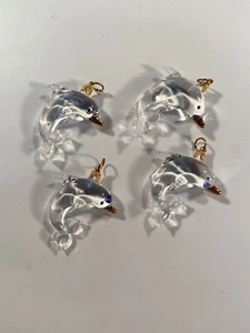 Glass Crystal Dolphin Ornament Pendant Necklace Christmas Lot Of 4 - Picture 1 of 4