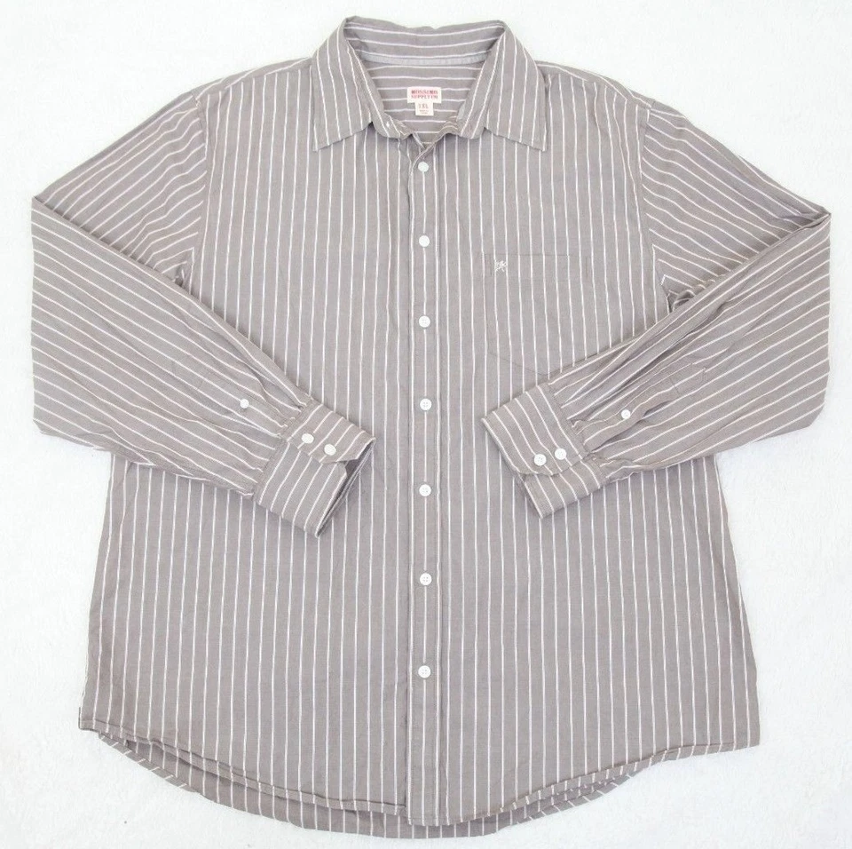 Camisa de Vestir Mossimo Manga Larga XL X-Large Gris Blanco Botón Frontal Para Hombre 1-778 Foto 1 de 4