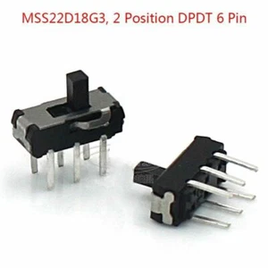 2 Position ON-OFF DPDT 2P2T 6 Pin PCB Panel Vertical Slide Switch Micro Switch - Picture 1 of 4