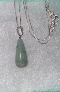Natural Jade drop with 24” Sterling Silver necklace - Picture 1 of 6