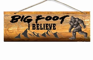 BIGFOOT I BELIEVE 6 x 16 Zoll HOLZSCHILD VINTAGE REISE SASQUATCH KUNST - Bild 1 von 1