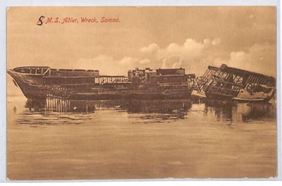 SAMOA Postcard *SMS ADLER SHIP-WRECK* Maritime PPC Unused 1937 {samwells}PJ16 - Image 1 of 4