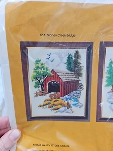Vintage The Creative Circle #511 Only Stoney Creek Bridge Stitching Kit 1979 USA - Picture 1 of 4