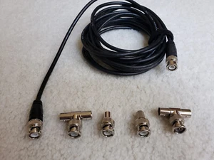 BNC T and End Cap Connectors and 15' Cable - Picture 1 of 4