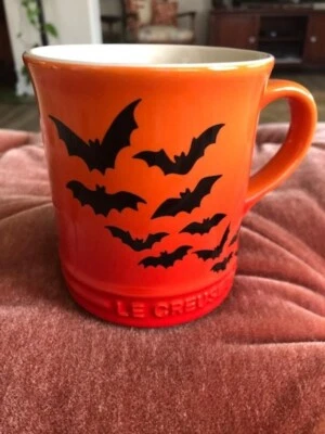 Taza de café Le Creuset 14 oz naranja Halloween RARA Foto 1 de 4