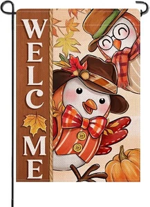 Welcome Fall Chicks Small Decorative Garden Flag, Thanksgiving Double Side - Picture 1 of 7