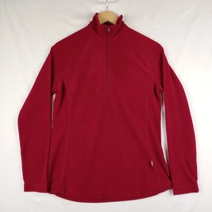 Woolrich Fleece Pullover Womens Medium Cranberry 1/4 Zip Mock Neck Long Sleeve - Picture 1 of 10