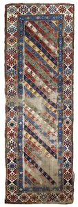 Handmade antique Caucasian Gendje rug 3.2' x 8.10' (97cm x 272cm) 1870s - 1B717 - Picture 1 of 8