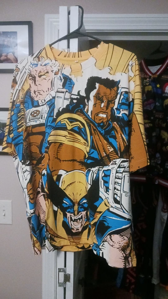 Camiseta X-Men Estampada TODA LA PARTE TALLA Med Wolverine CABLE Bishop NUEVA SIN ETIQUETAS RARA Foto 1 de 1