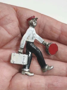 Broche broche portaequipajes Bellhop esmalte metal olla vintage 1 7/8", W2 - Imagen 1 de 4