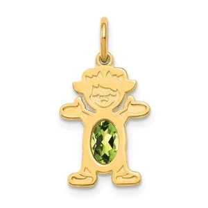 14k Yellow Gold Girl 6x4 Oval Genuine Peridot-August Mother's Gift Mother Gift - Picture 1 of 3