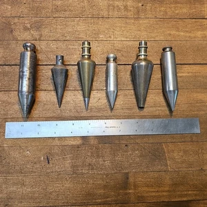 Antique PLUMB BOB Lot • Brass, Cast Iron, Steel • Old Vintage Tools ☆USA - Picture 1 of 3