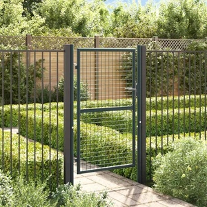 Mesh Garden Gate Galvanized Steel Privacy Border Enclosure 68.9"/78.7" vidaXL - Picture 1 of 40