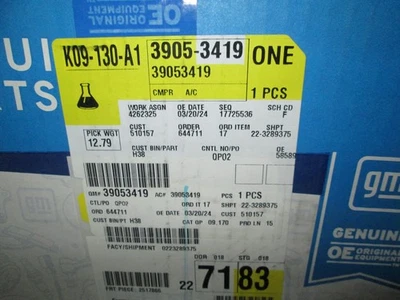 NEW GM OEM 12-16 CRUZE LIMITED CONDENSOR, COMPRESSOR LINES- COMPRESSOR 39053419 - Image 1 of 2