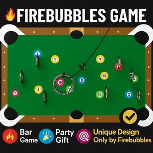 Burbujas de fuego Juego de lanzamiento de anillo de billar - Más ganchos, diversión en cueva de hombre, interior/exterior - Imagen 1 de 15