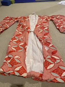 Vintage Kimono 100% Silk Cotton Lining Japanese Robe Handmade With Obi Wrap - Picture 1 of 8