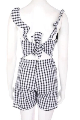 RIVER ISLAND Playsuit Karo kariert UK 14 = D 40 schwarz weiß - Bild 1 von 3
