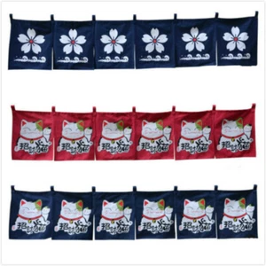 6 Panels Japanese Noren Restaurant Hanging Curtains Valance Feng Shui Room Decor - Picture 1 of 28