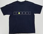 Rare VTG TOMMY HILFIGER Tennis Ball Spell Out T Shirt 90s Athletic Sport Navy