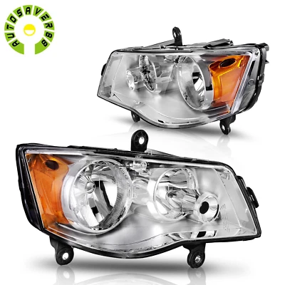 Pair Headlight For 2008-2016 Chrysler Town&Country 2011-19 Dodge Grand Caravan - Image 1 of 4
