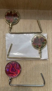 GELDBÖRSENHAKEN - HÜBSCHER Vintage TISCHGELDBÖRSE HAKEN Blumenmuster. Goldfarben 3"L (4) - Bild 1 von 7