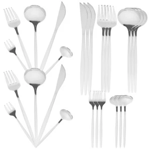 30 Pcs Set Posate Cucchiai in Acciaio Inox Inossidabile Viaggiare - Foto 1 di 12