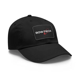 RARE! Bowtech Archery Black Design Best Dad Hat with Leather Patch - Picture 1 of 2