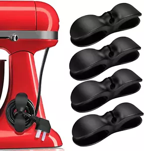 Cord Organizer for Kitchen Appliances, 4 Pack Black Appliance Cord Organizer, Co - Picture 1 of 12