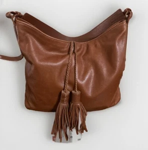 MARGOT braune Hobo Schultertasche, geflochtene Quasten, Magnetverschluss GUC, siehe Bilder - Bild 1 von 11
