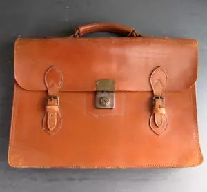 Vintage Real Cowhide Briefcase With Cheney Clasp "The Douglas " - Picture 1 of 10
