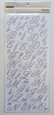 Pegatinas de álbum de recortes de letras y números del alfabeto con brillo plateado por recuerdos  Foto 1 de 3